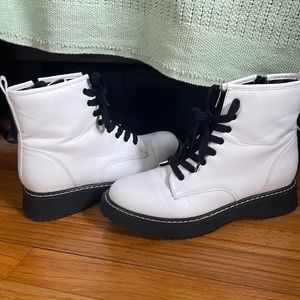 Madden Girl white combat boots